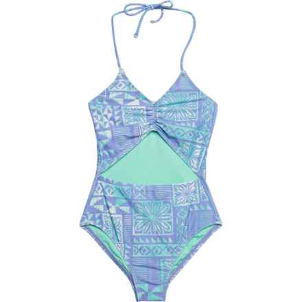 O'Neill Girls Winona Tile Cinched One-Piece Swimsuit in Lavender