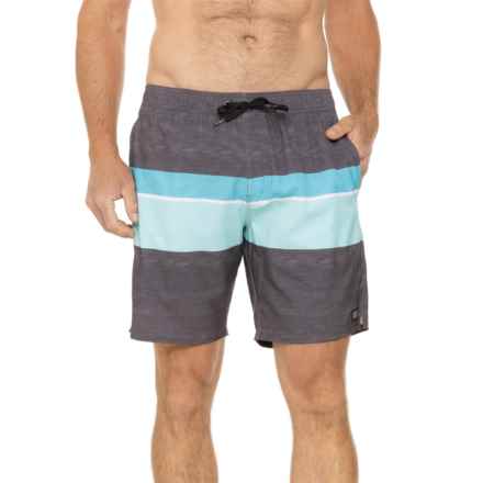 O'Neill Redondo Striped Volley Swim Shorts - Built-In Liner Shorts, 18” in Graphite