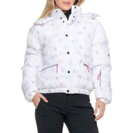 OOSC Chic PrimaLoft® Puffer Ski Jacket - Waterproof, Insulated in White Oosc Print