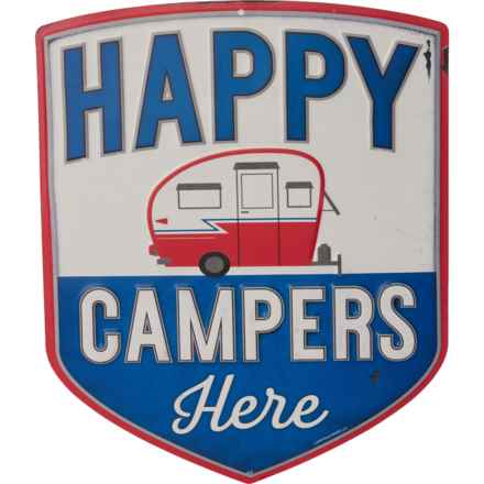 Open Road Brands 10.75x13” Happy Camper Metal Sign in Multi
