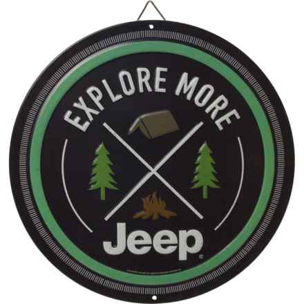 Open Road Brands 12” Explore More Jeep Die-Cut Embossed Metal Sign in Multi
