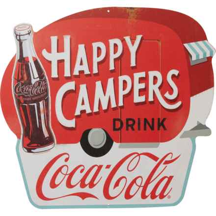 Open Road Brands 15x14.25” Happy Campers Drink Coca-Cola Metal Sign in Multi