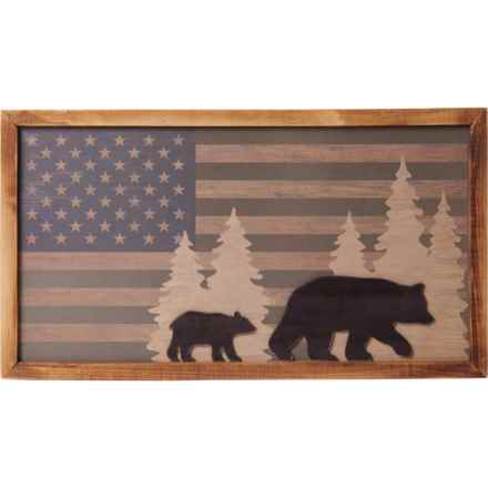 Open Road Brands 20x11.25” Bear Flag Wooden Wall Art in Multi