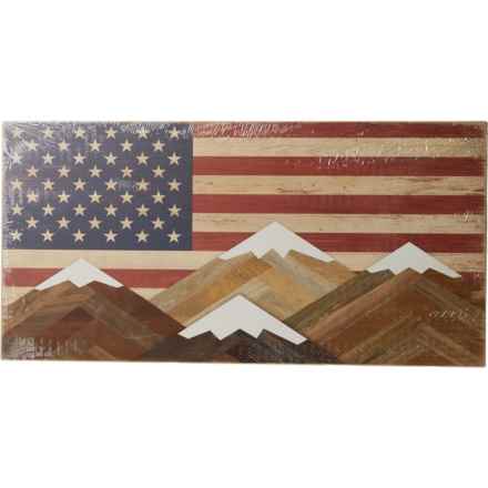 Open Road Brands 29x14.5” Mountain Flag Wooden Sign in Wood