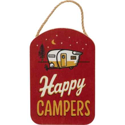 Open Road Brands 3.75x5.6” Happy Campers Wood Hanging Sign in Multi