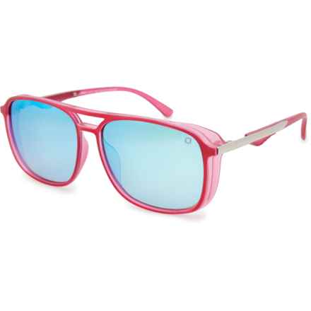 Optic Nerve Cousin Sunglasses - Polarized Mirror Lenses in Crystal Pink/Smoke Lens/Blue Mirror