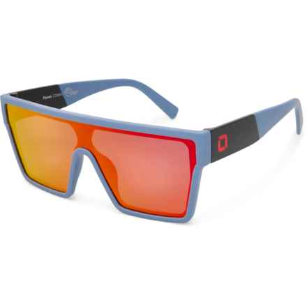 Optic Nerve Flyest Shield Sunglasses - Polarized Mirror Lens in Blue/Black/Smoke Lens/Red Mirror