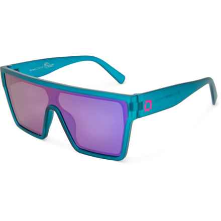 Optic Nerve Flyest Shield Sunglasses - Polarized Mirror Lens in Crystal Turquoise/Smoke Lens/Purple Mirror