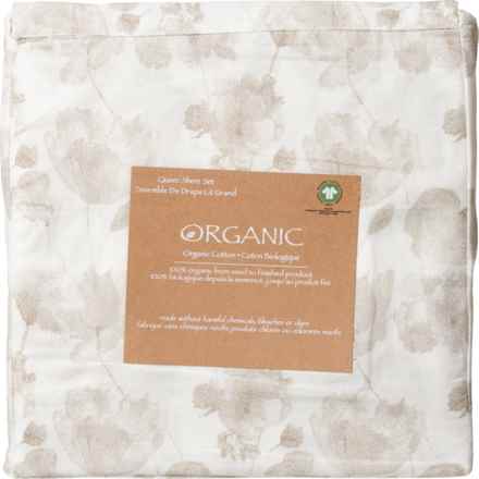 Organic 100%  Cotton Desaturated Watercolor Floral Sheet Set - Queen, Beige in Beige