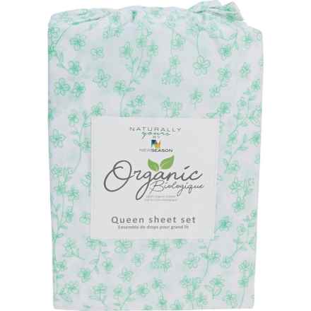 Organic Biologique 200 TC Organic Cotton Ditsy Flower Sheet Set - Queen, Green in Green