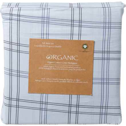 Organic Full Cotton Set Line Sheet Set - Light Blue in Light Blue