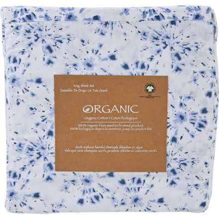 Organic King Cotton Fireworks Sheet Set - Multi-Blue in Blue Multi