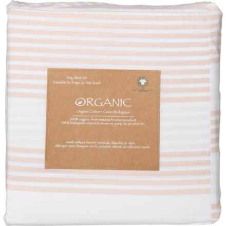 Organic King Cotton Sheet Set - Beige Stripe in Beige Stripe