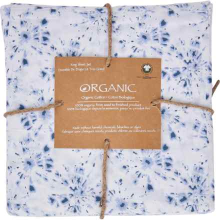 Organic King Cotton Sheet Set - Fireworks in Blue - Closeouts