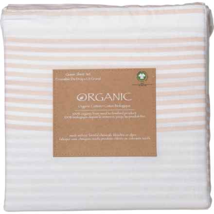 Organic Queen Cotton Sheet Set - Beige Stripe in Beige Stripe
