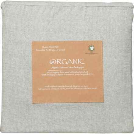 Organic Queen Cotton Sheet Set - Light Grey Chambray in Light Grey