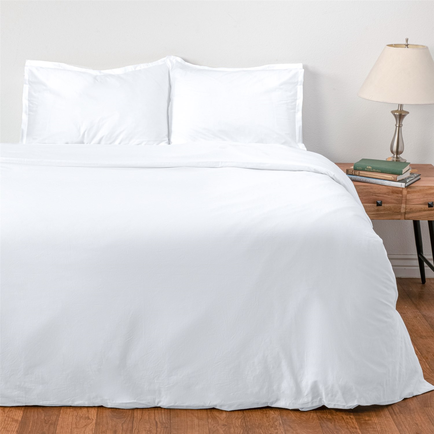 Organic Softened Cotton Duvet and Sham Set FullQueen, White Save 50