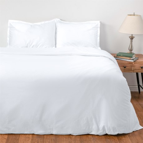 Organic Softened Cotton Duvet and Sham Set - Full-Queen, White - Save 50%