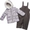 OshKosh Toddler Girls Floral Jacket and Bibs Snowsuit - Insulated in Grey Floral