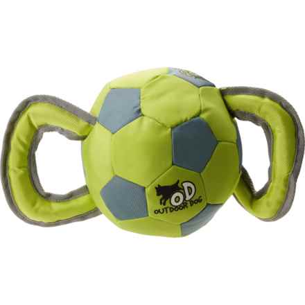 Outdoor Dog Ballistic Handled Soccer Ball - 8”, Squeaker in Green