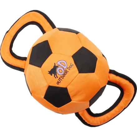 Outdoor Dog Ballistic Soccer Ball Dog Toy with Handles in Orange/Black