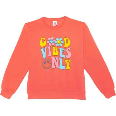 PACIFIC & CO Big Girls Good Vibes Only Sweatshirt in Salmon