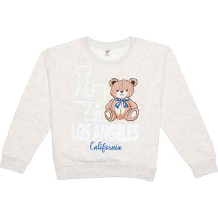 PACIFIC & CO Big Girls LA Teddy Crew Sweatshirt in Oatmeal