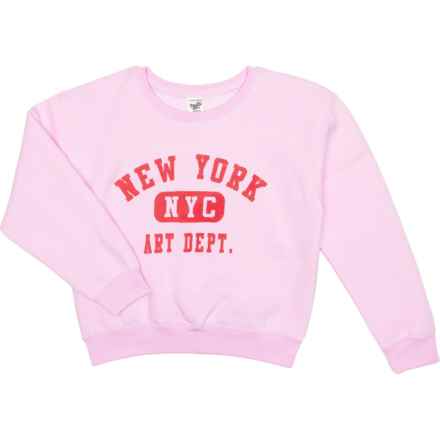 PACIFIC & CO Big Girls New York Crew Sweatshirt in Pink Tulle