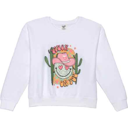 PACIFIC & CO Big Girls Valentine’s Day Stuck On You Sweatshirt in White