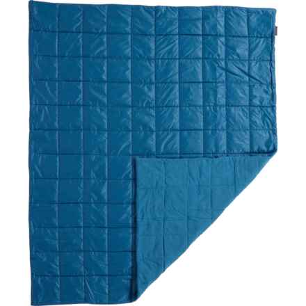 Pacific Crest Quilted Reversible Outdoor Throw Blanket - Packable, Down Alternative, 50x60” in Blue