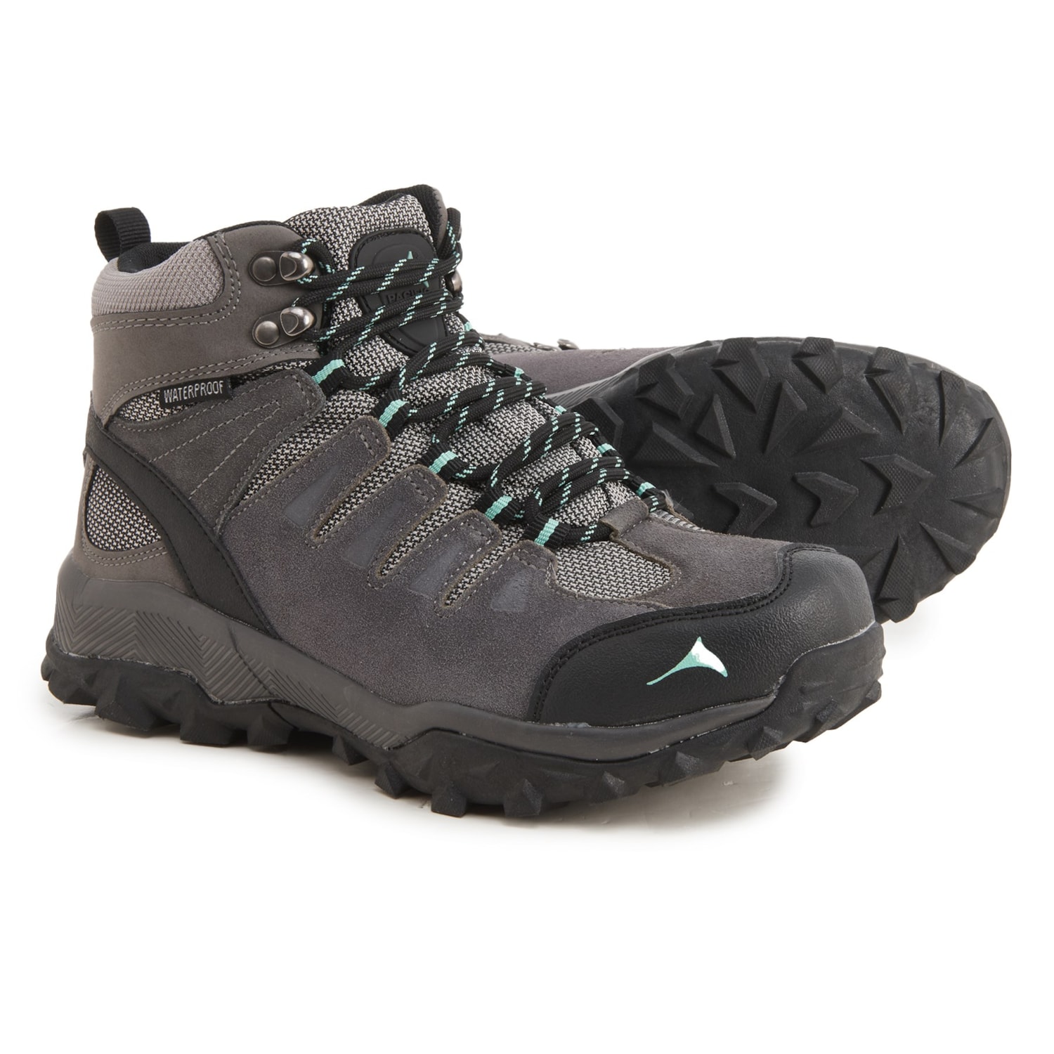 Pacific Mountain Boulder Mid Hiking Boots Size 8 | Grey/Mint