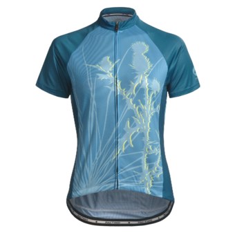 Pactimo Lookout Cycle Jersey - Short Sleeve (For Women) in Blue Jay/Moroccan Blue/Lime Sherbet Thistle