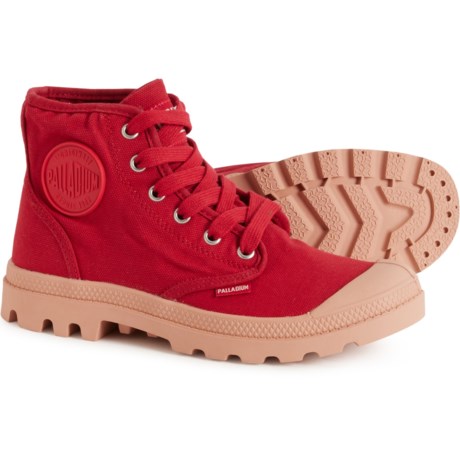 Palladium Big Girls Pampa Hi V Canvas Sneaker Boots in Red Salsa