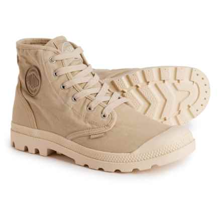 Palladium Pampa Hi Canvas Boots (For Men) in Sahara/Ecru