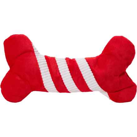 Pally Paws Bone Plush Dog Toy - Squeaker, 22” in White/Red