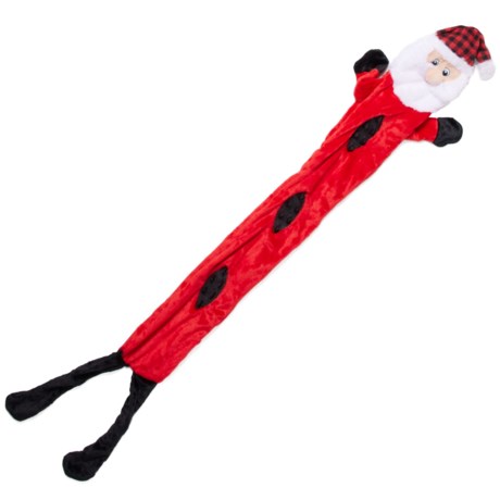 Pally Paws Holiday Plush Dog Toy with Three TPR Belly Sections - 52”, Squeaker in Red Santa