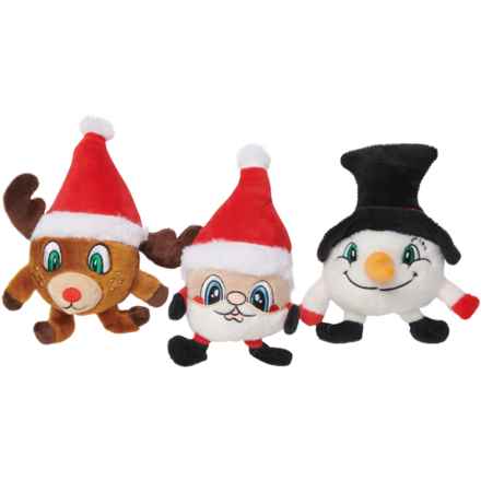 Pally Paws Mini Reindeer, Santa and Snowman Plush Dog Toys - 3-Pack, Squeaker in Reindeer/Santa/Snowman