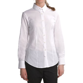 Paperwhite Latch Collar Shirt - Stretch Cotton, Long Sleeve (For Women) in White