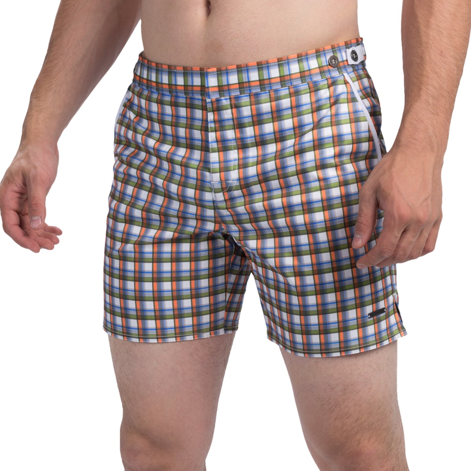 parke & ronen Catalonia Sherwood Plaid Swim Trunks (For Men) - Save 88%