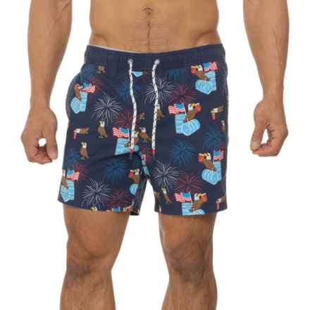 PARTY PANTS Old Glory Swim Shorts in Navy Blue