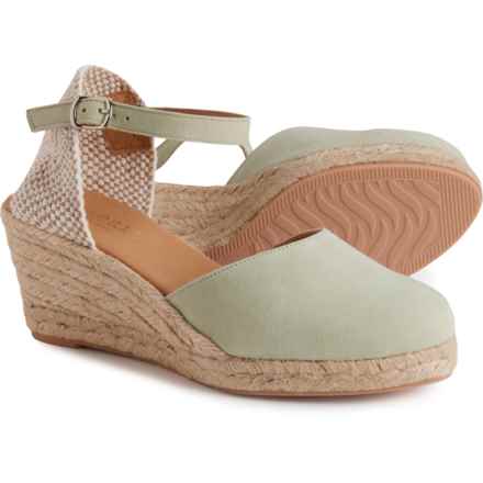 PASEART ESPADRILLES Made in Spain Closed Toe Wedge Sandals - Suede (For Women) in Cucumber