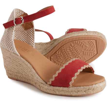 PASEART ESPADRILLES Made in Spain Wedge Open-Toe Sandals - Suede (For Women) in Paprika
