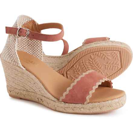PASEART ESPADRILLES Made in Spain Wedge Open-Toe Sandals - Suede (For Women) in Rosa Prada