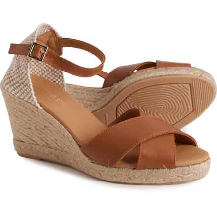 PASEART ESPADRILLES Made in Spain Wedge Open-Toe Slide Sandals - Leather (For Women) in Cuero