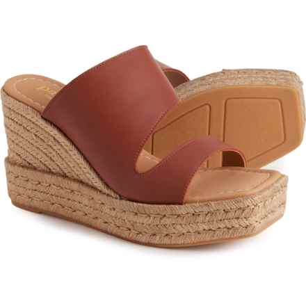 PASEART ESPADRILLES Wedge Slide Sandals - Leather (For Women) in Teja