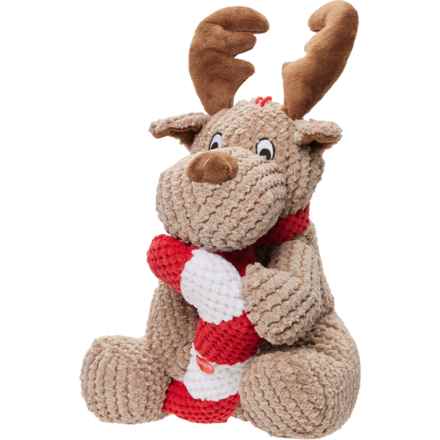 Patchwork Pet Reindeer with Candy Cane Plush Dog Toy - 15”, Squeaker in Reindeer