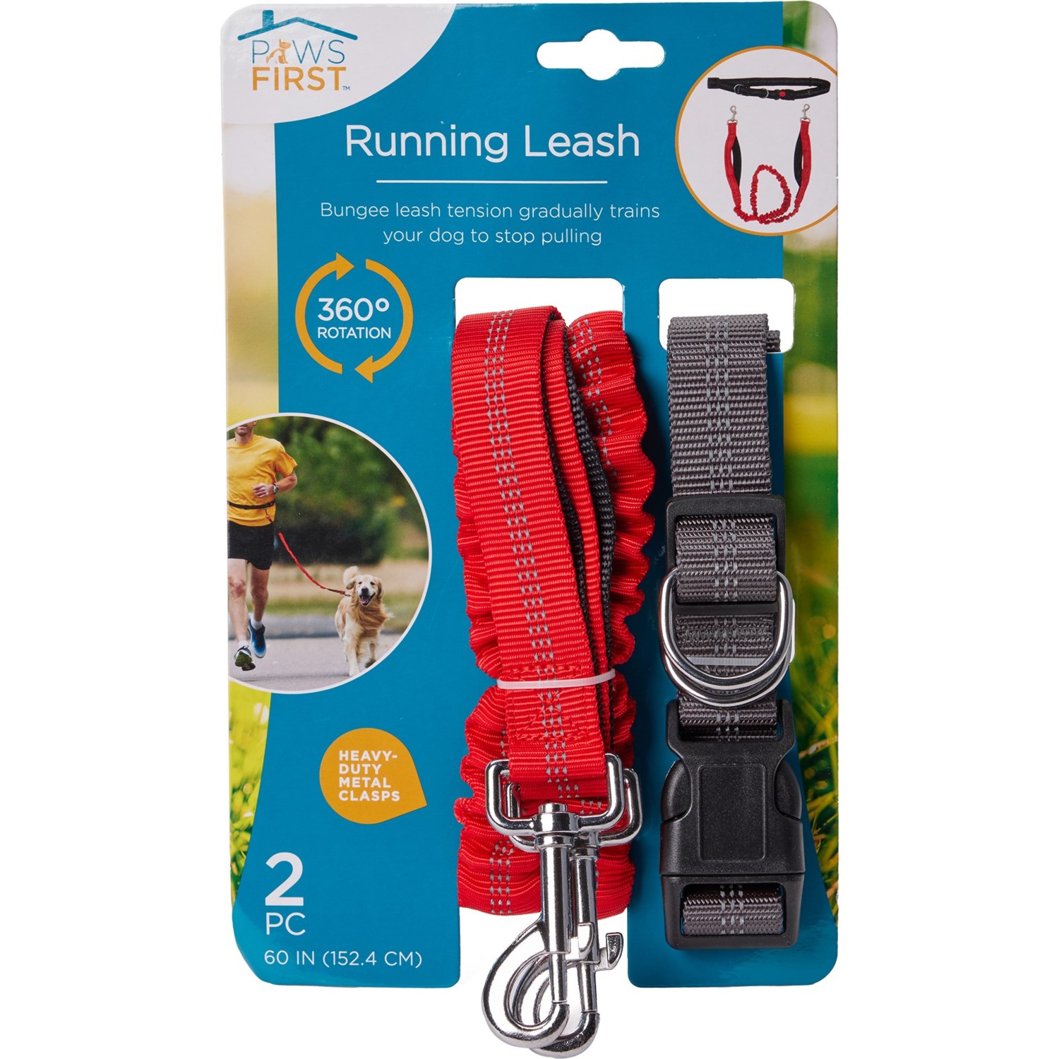 Paws First Dog Running Leash 60”, 2Piece Set Save 41