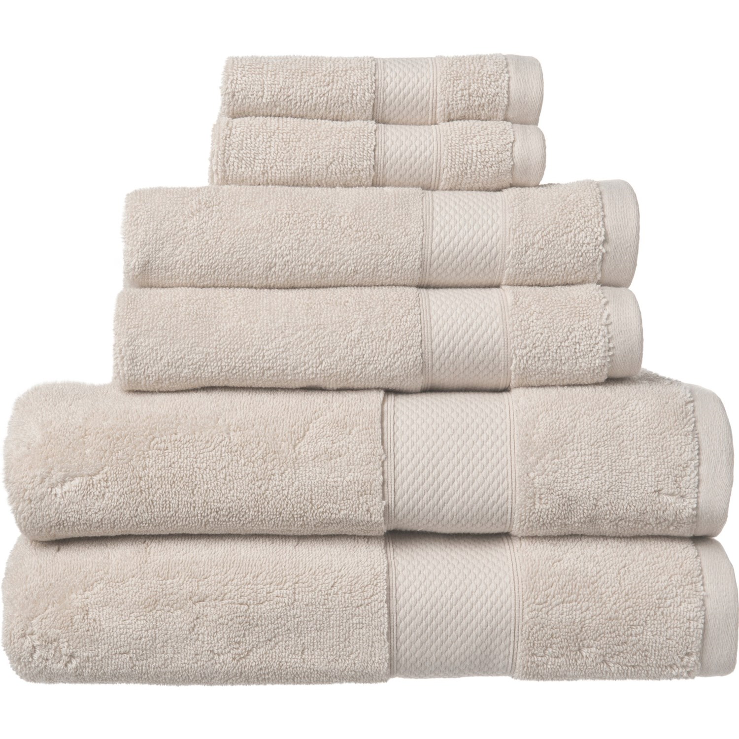Peacock Alley 100 Turkish Cotton Diamond Towel Set 6Piece, Linen