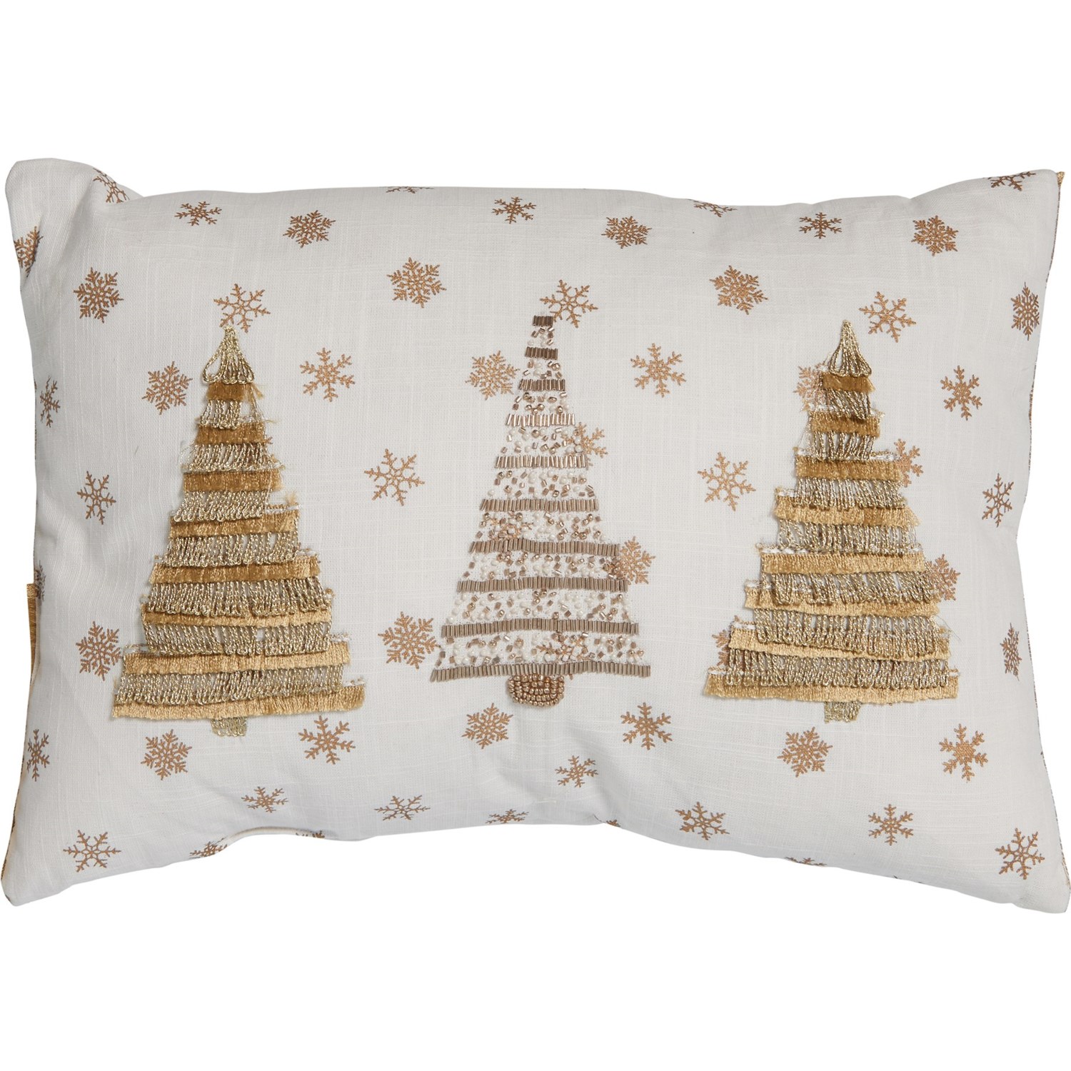 Peacock Alley 3 Gold Christmas Trees Throw Pillow 16x22