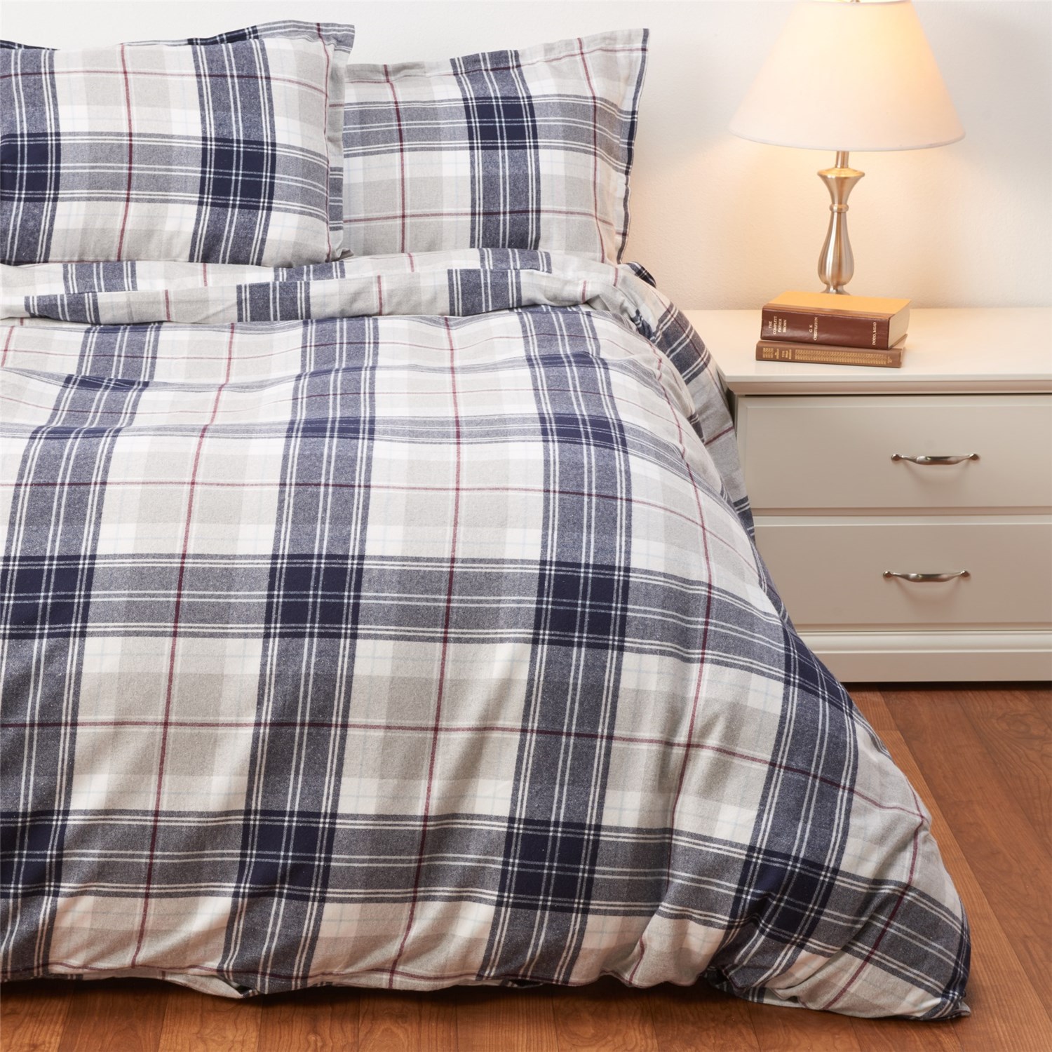 Peacock Alley Made In Portugal Plaid Cotton Flannel Duvet Set